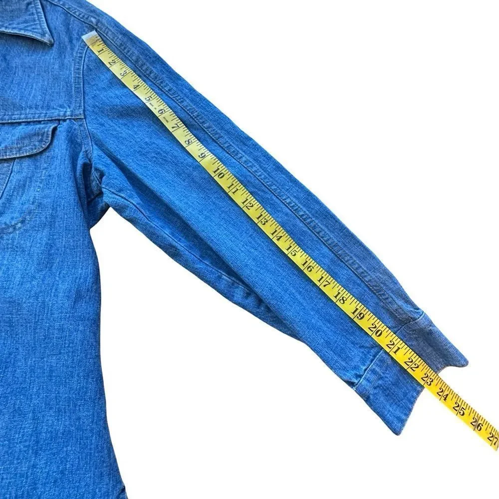 LEE Vintage Snap Front Light Blue Denim Jacket Size Large Regular